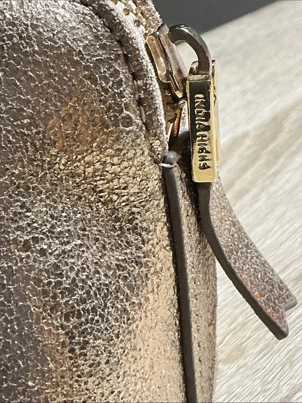 Metallic Gold Cosmetic Pouch Wristlet - India Hicks London.